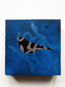 Philippe Bouillon / Blue bird - huile sur carrelage - 18x18 cm