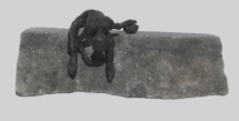 Pierre Staquet / le ramasseur de moules - bronze et pierre - 30x8x12 cm