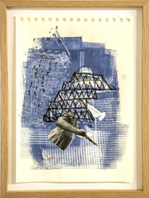 Raluca Petricel / A Fort - Technique mixte-pastel, collage sur papier - 30x40 cm