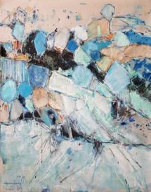 jean Doulliez / Horizon78 - fusain - encres - marouflé sur toile - 80x100 cm